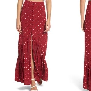 Nordstrom Leith Button Front Ruffle Maxi Skirt